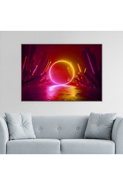 4gdran لوحة قماشية بتصميم تجريدي مع برواز شامبين مجوف