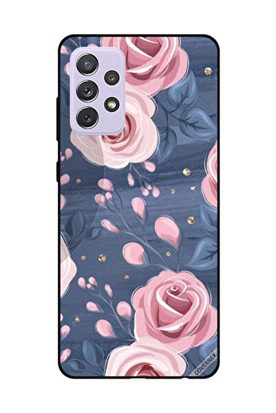 Covernex غطاء حماية لهاتف سامسونج جالاكسي A52 بنقشة ورود وردية وأوراق رمادية ...