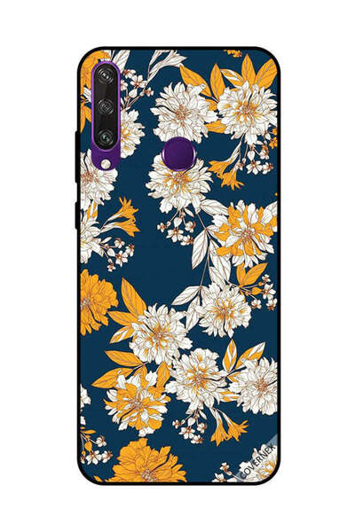 Covernex غطاء حماية لهاتف هواوي Y6P بنقشة زهور وأوراق صفراء وبيضاء