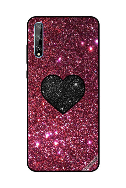 Covernex غطاء حماية لهاتف هواوي Y8P/P Smart S بتصميم قلب أسود مع بريق أحمر