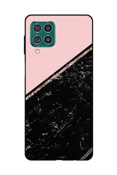 Covernex غطاء حماية لهاتف سامسونج جالاكسي M62/F62 - أسود رخامي وشريط ذهبي