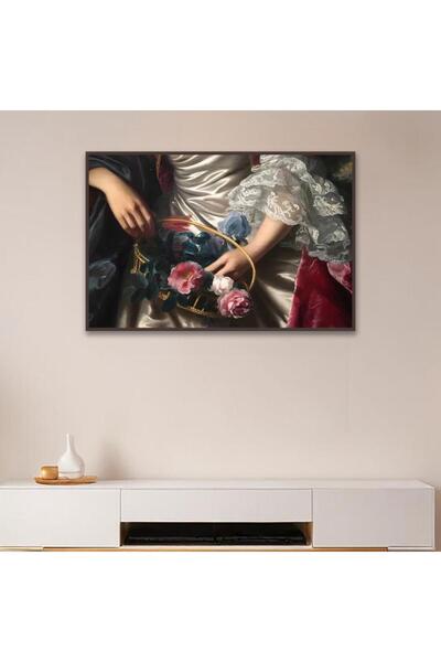 SND لوحة قماشية بتصميم كلاسيك مع برواز بني مجوف