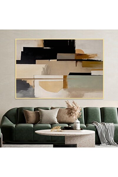 SND لوحة قماشية بتصميم الفن التشكيلي مع برواز ذهبي مجوف