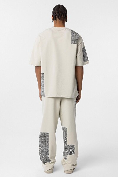 VAMOSCLO Σετ αθλητικής φόρμας oversized με έθνικ σχέδια Ice Grey