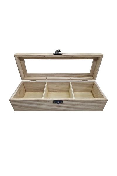 OEM Wooden Box With Glass Window 26cmx9cmx7cm