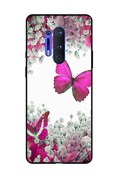 Covernex غطاء حماية لهاتف OnePlus 8 Pro - فراشات وردية داكنة وزهور بيضاء