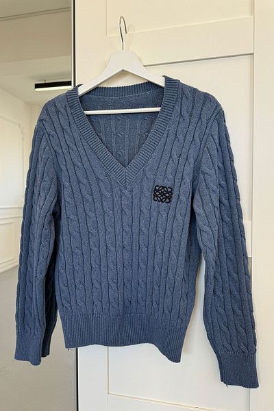 MAGARDE Pulover Brodat Original ALBASTRU cu decolteu in V