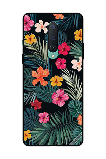 Covernex غطاء حماية لهاتف OnePlus 8 - زهور متعددة الألوان وريش أخضر داكن