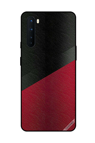Covernex غطاء حماية لهاتف OnePlus Nord بنمط جلدي أسود وأحمر