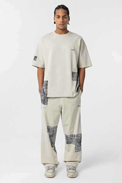 VAMOSCLO Σετ αθλητικής φόρμας oversized με έθνικ σχέδια Ice Grey