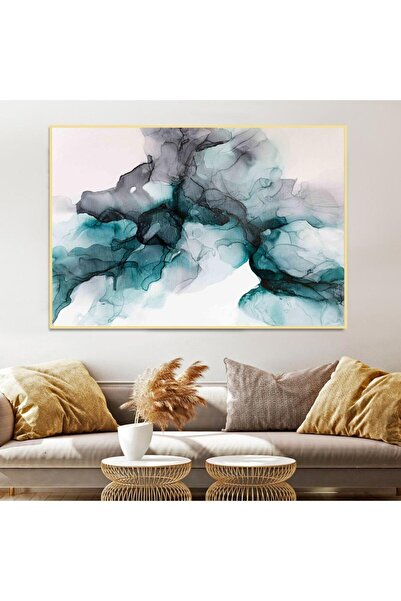 Marktna لوحة قماشية بتصميم الفن التجريدي مع برواز ذهبي مجوف