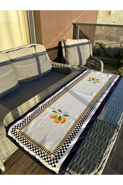 Karam Home 140X50 cm Checkered Lemon Patterned Runner