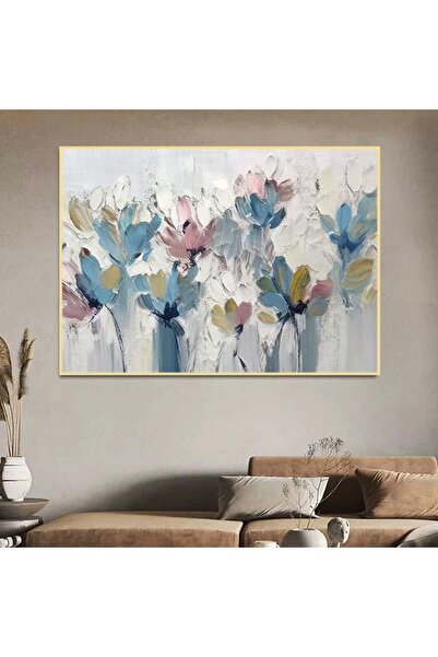 SND لوحة قماشية بتصميم ورود مع برواز ذهبي مجوف