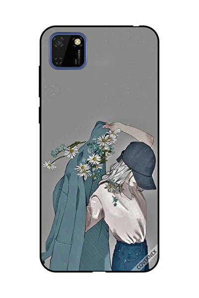 Covernex غطاء حماية لهاتف هواوي Y5P - فتاة ترتدي معطفًا مزهرًا