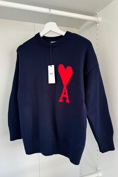 MAGARDE Tricotaj albastru bleumarin închis Pulover inimă original