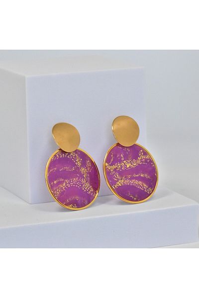 NARRU Handmade NARRU earrings, pink purple and gold, Asha 37