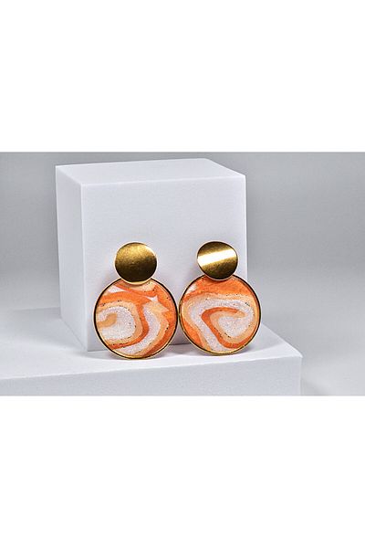 NARRU NARRU handmade earrings, round, copper, cream, white and gold, Asha 45