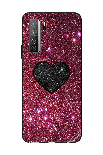 Covernex غطاء حماية لهاتف هواوي نوفا 7SE/P40 لايت 5G قلب أسود مع بريق أحمر