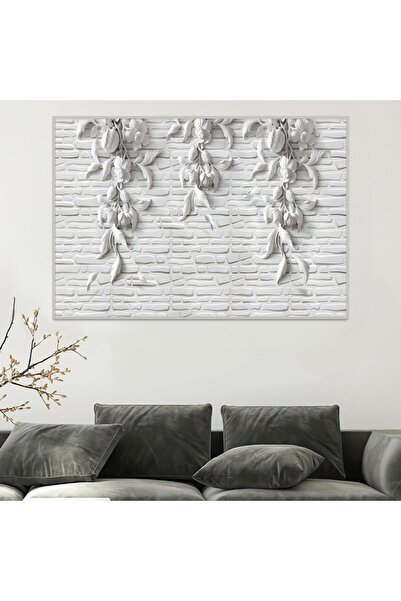 4gdran لوحة جداربة قماشية مطبوعة بتصميم اللوحة الجبسية مع برواز فضي مجوف