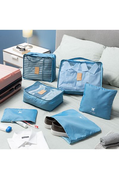 InnovaGoods Set organizatoare valiză, Luggan InnovaGoods, 6 piese, albastru