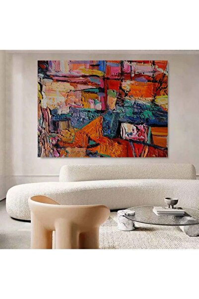 4gdran لوحة قماشية بتصميم الفن التشكيلي مع برواز خشبي مخفي