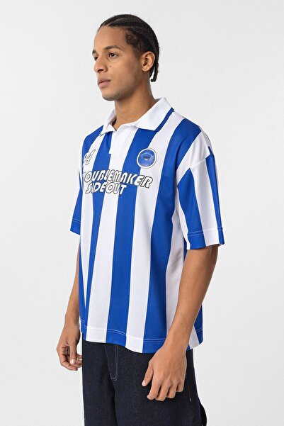 VAMOSCLO Μπλουζάκι με λαιμόκοψη oversized μπλε κοβαλτίου