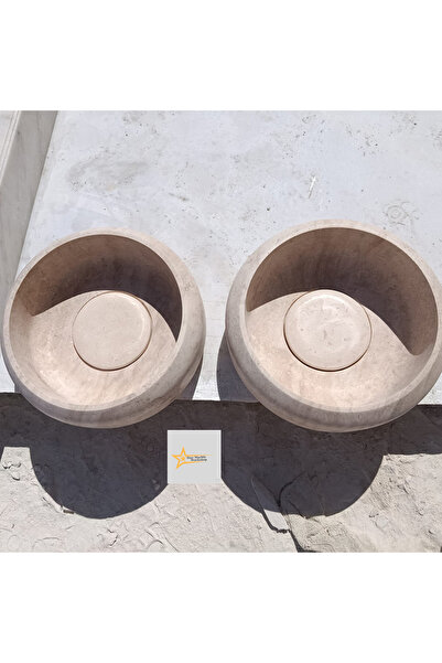 STARMARBLE Traverten Büyük Kapaklı Çanak Lavabo