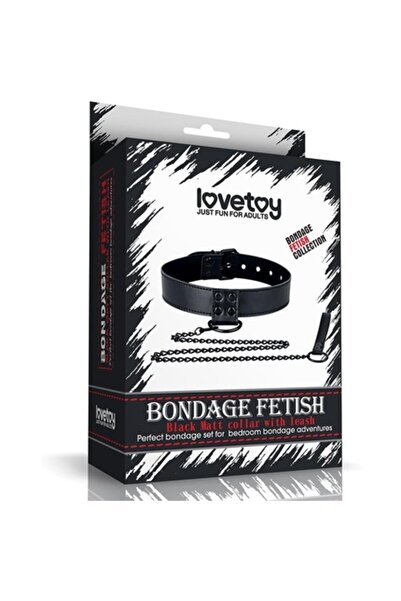 LOVETOY Guler Bondage, Lovetoy, negru mat, cu lesă