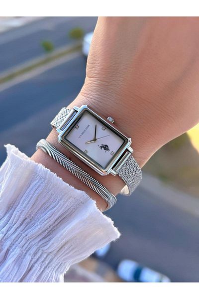 U.S. Polo Assn. U.S.Polo Assn Steel Cord 5 Atm Water Resistant Women Wrist Watch+Bracelet Gift Uspa.2083.G01
