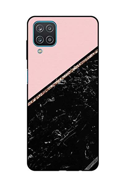 Covernex غطاء حماية لهاتف سامسونج جالاكسي A12/M12 - أسود رخامي وشريط ذهبي
