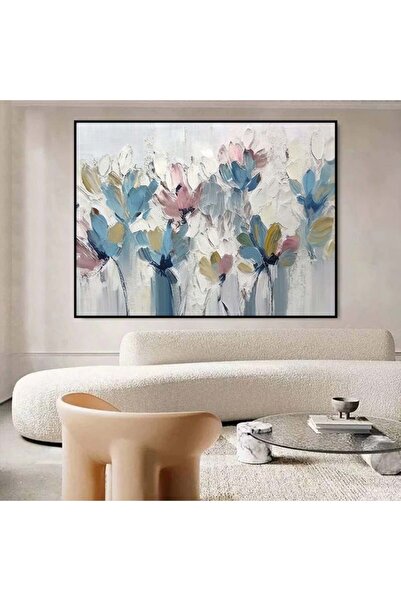 Marktna لوحة قماشية بتصميم ورود مع برواز أسود مجوف