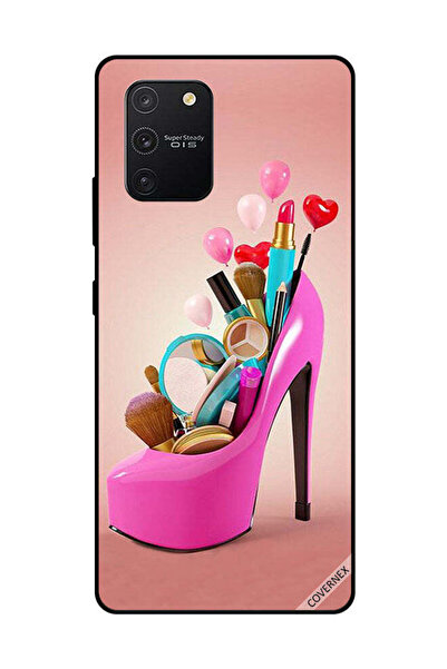 Covernex غطاء حماية لهاتف سامسونج جالاكسي S10 لايت - حذاء وردي مع أدوات مكياج