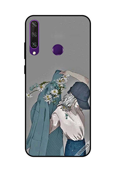 Covernex غطاء حماية لهاتف هواوي Y6P بقبعة فتاة ترتدي معطفًا مزهرًا