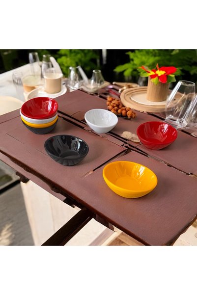 BARITCIOGLU Snack Bowl Sauce Bowl Mezelik Presentation Sauce Bowls 4Pcs Colorful Break-Resistant Porelin