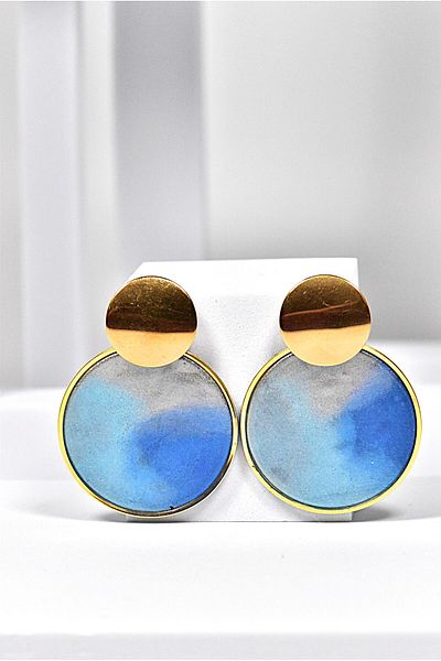 NARRU NARRU earrings handmade, round, blue, blue, gold, Asha 9