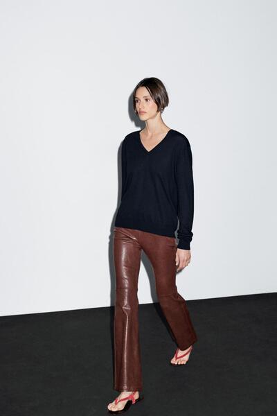 Massimo Dutti Yünlü V yaka triko kazak