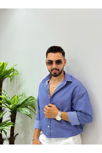 JACK CAPRİO Мъжка риза с тънки райета от златист плат, италианска кройка, мъжка риза с голям размер, модел