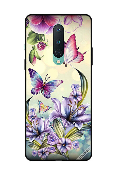 Covernex غطاء حماية لهاتف OnePlus 8 بنقشة زهور أرجوانية وفراشات