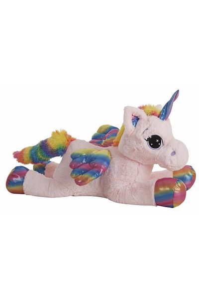 Luxana Rainbow Unicorn Plush Toy 130 cm, white and pink