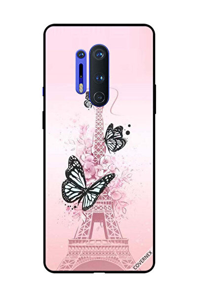 Covernex غطاء حماية لهاتف OnePlus 8 Pro برسومات فراشات سوداء على برج Effiel