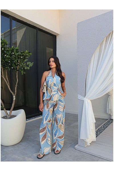 ESRAHELVACI Halter Neck Strapless Backless Linen Suit