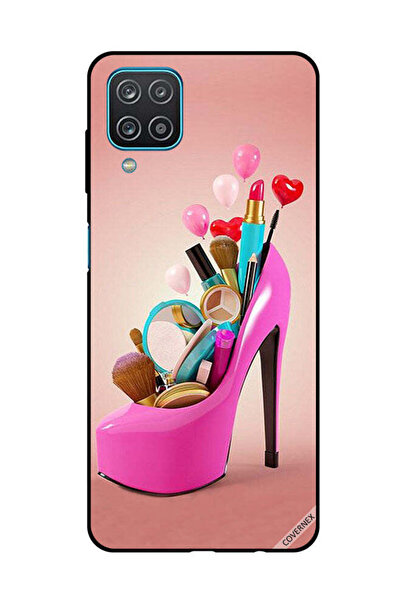 Covernex غطاء حماية لهاتف سامسونج جالاكسي A12/M12 حذاء وردي مع أدوات مكياج