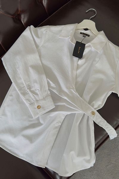 MAGARDE Double Breasted Gold Button Detailed Blouse- Ekru