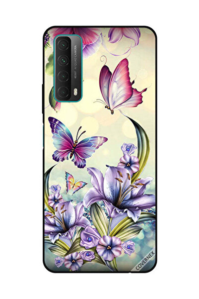 Covernex غطاء حماية لهاتف هواوي Y7A/P Smart 2021 بنقشة زهور أرجوانية وفراشات