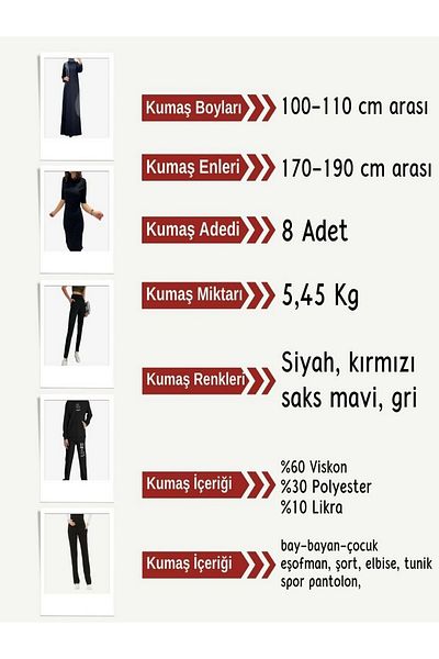 Yiğit Kumaş Steel Combed Flexible Fabric Set, Sizes 8 Pieces between 100-110 cm