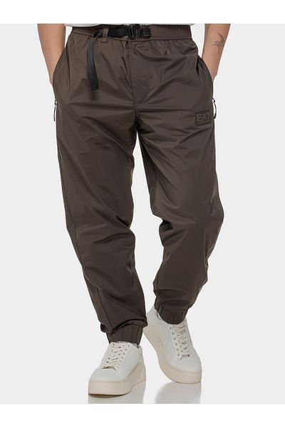 EA7 Men's High Waist Elastic Waistband Detail Sports Casual Brown Sweatpants 7m000287 Af12953-U6139