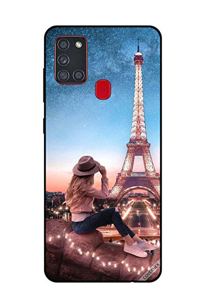 Covernex غطاء حماية لهاتف سامسونج جالاكسي A21S - فتاة قبعة بنية وبرج إيفيل