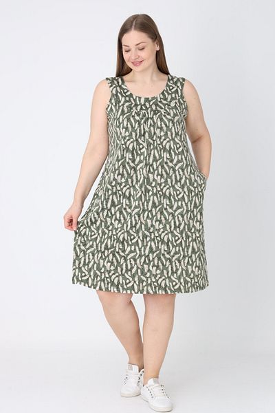 İntensive Φόρεμα με μοτίβο Plus Size Pocket Gathered Βαμβακερό λουράκι
