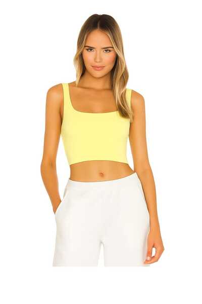 By Kul Design Women's Brown Thick Strap Double Layer Silk Jersey Crop Top