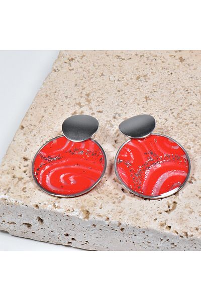 NARRU Handmade NARRU earrings, red and silver, Asha 33